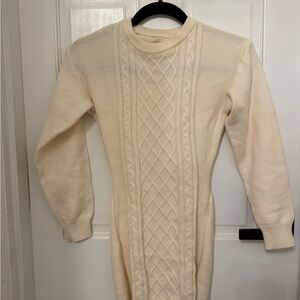 Cream Cable Knit Sweater Dress